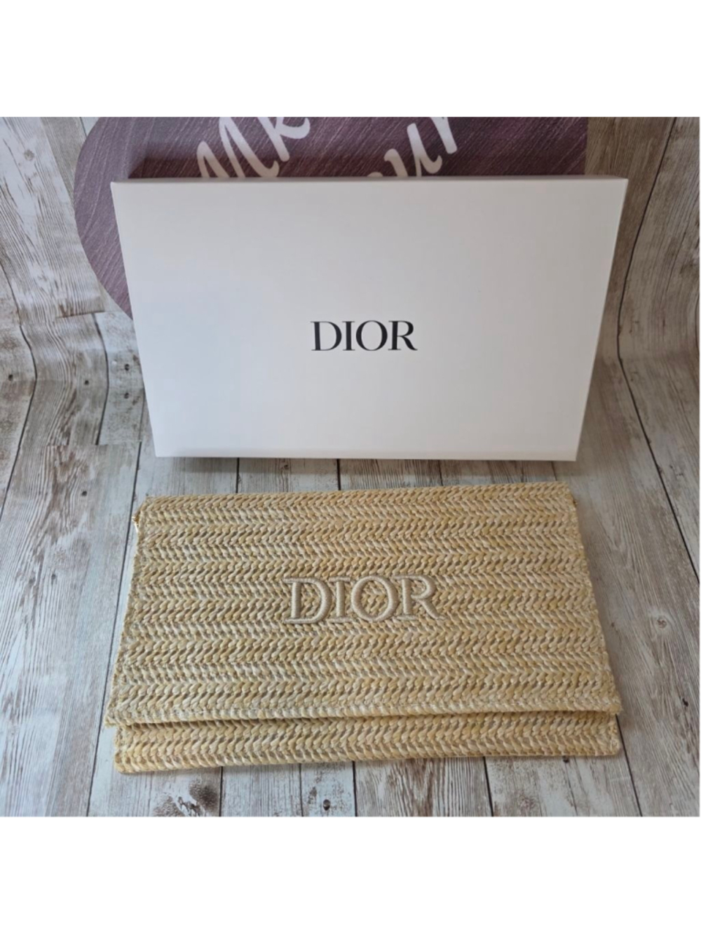 Dior Beige Woven Clutch with Pearl Strap NWOT - Picture 2 of 11
